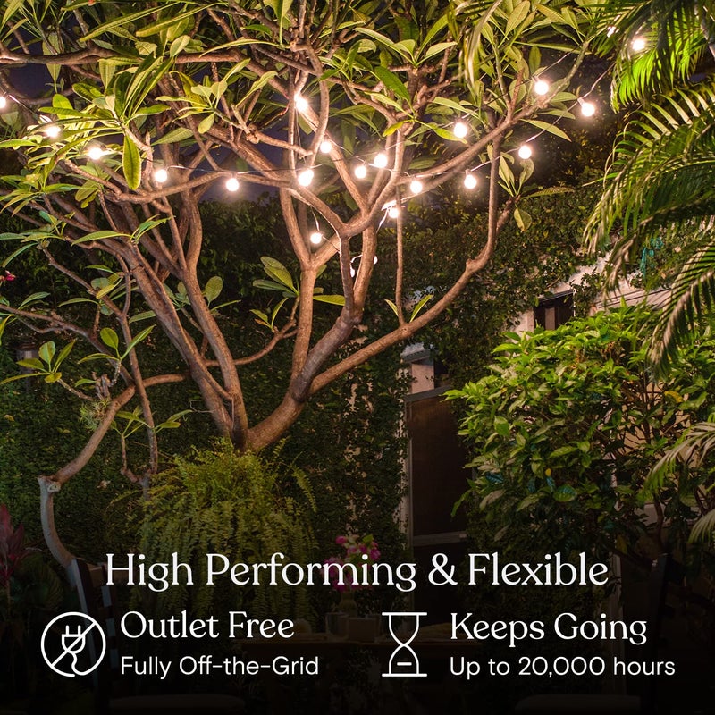 Brightech Ambience Pro Solar Powered LED Outdoor String Lights - 27 Ft Commercial Waterproof Patio Lights with Edison Bulbs - Durable String Lights for Outside, Backyard, Porch - 1W, Soft White - Image 3